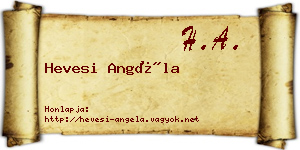 Hevesi Angéla névjegykártya